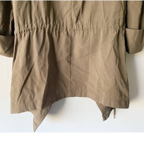 ZARA Open Front Drape Utility Cardigan Jacket Olive Green - S EUC - Picture 9 of 12